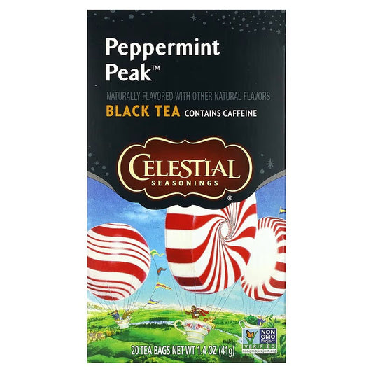 Celestial Seasonings, Black Tea, Peppermint Peak, 20 Tea Bags