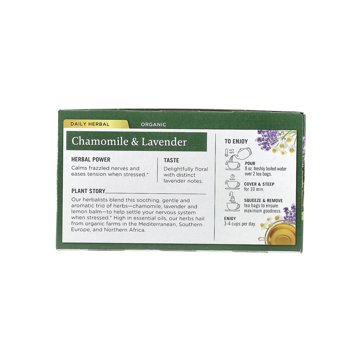 Traditional Medicinals, Herbal Tea, Organic Chamomile & Lavender, Caffeine Free, 48 Wrapped Tea Bags, 2.53 oz (72 g)