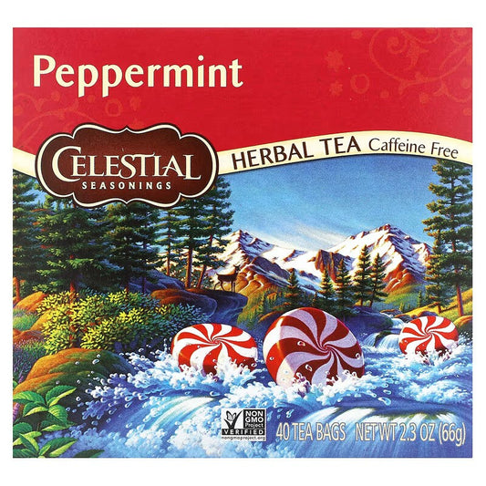 Celestial Seasonings, Herbal Tea, Peppermint, Caffeine Free, 40 Tea Bags