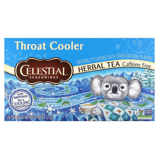 Celestial Seasonings, Herbal Tea, Throat Cooler, Caffeine Free, 16 Tea Bags