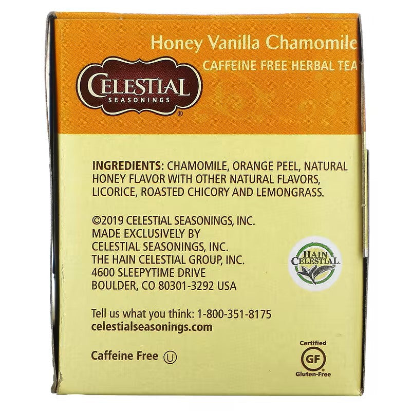 Celestial Seasonings, Herbal Tea, Honey Vanilla Chamomile, Caffeine Free, 20 Tea Bags
