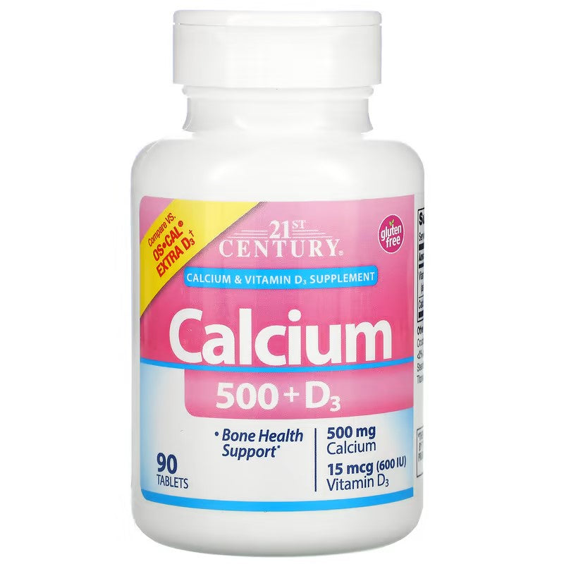 21st Century, Calcium 500 + D3, 15 mcg (600 IU)