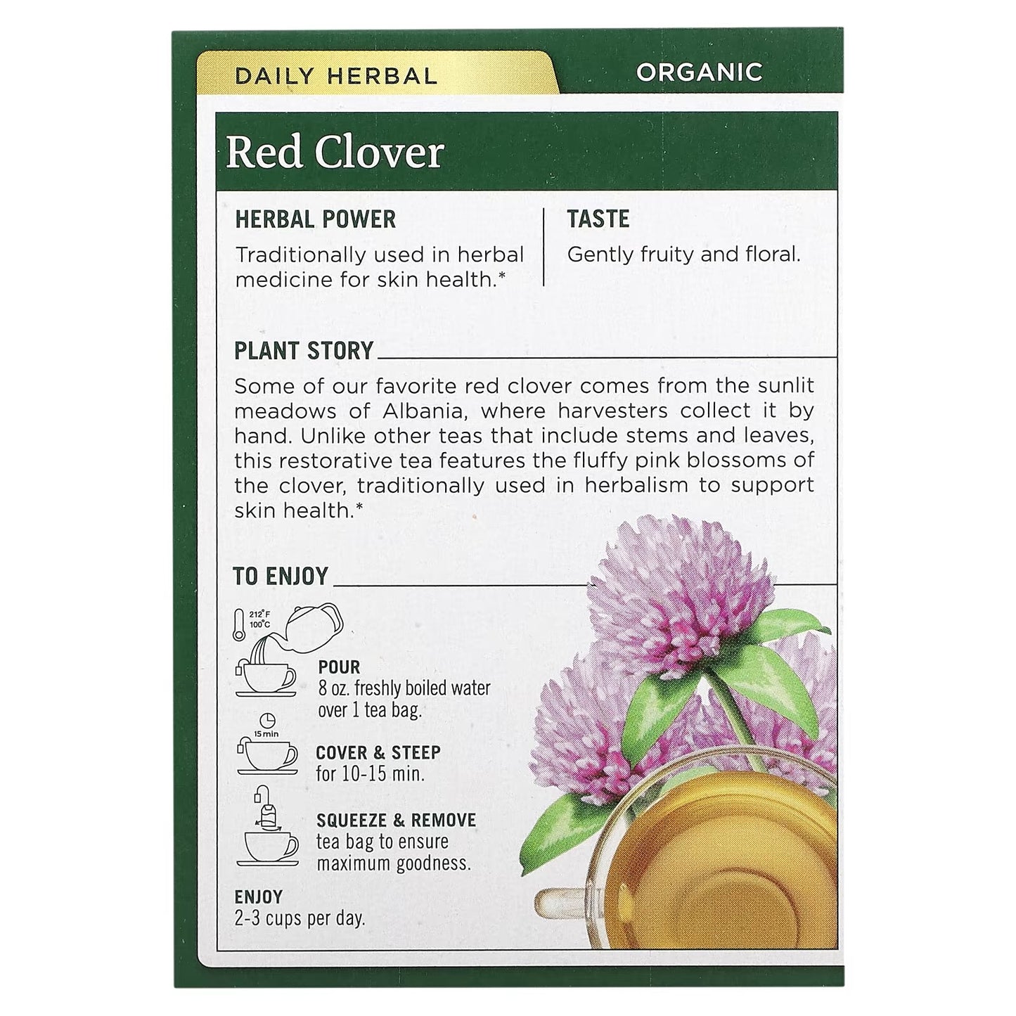 Traditional Medicinals, Organic Red Clover, Caffeine Free, 16 Wrapped Tea Bags, 1.13 oz (32 g)