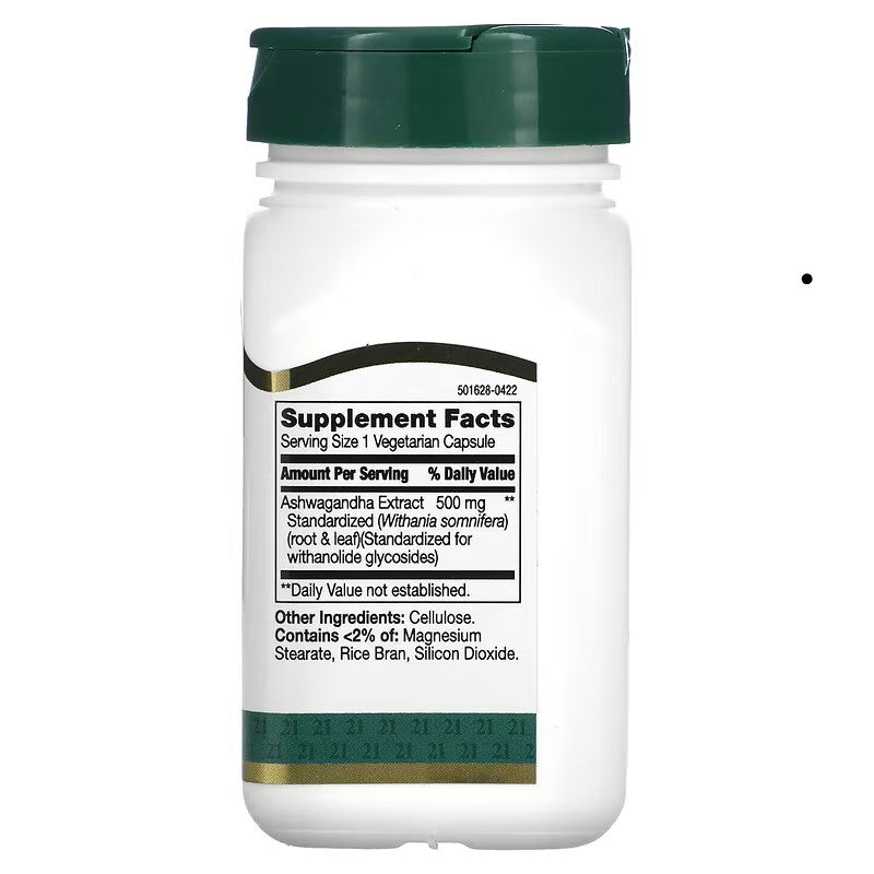 21st Century, Standardized Ashwagandha Extract, 500 mg , 60 Vegetarian Capsules