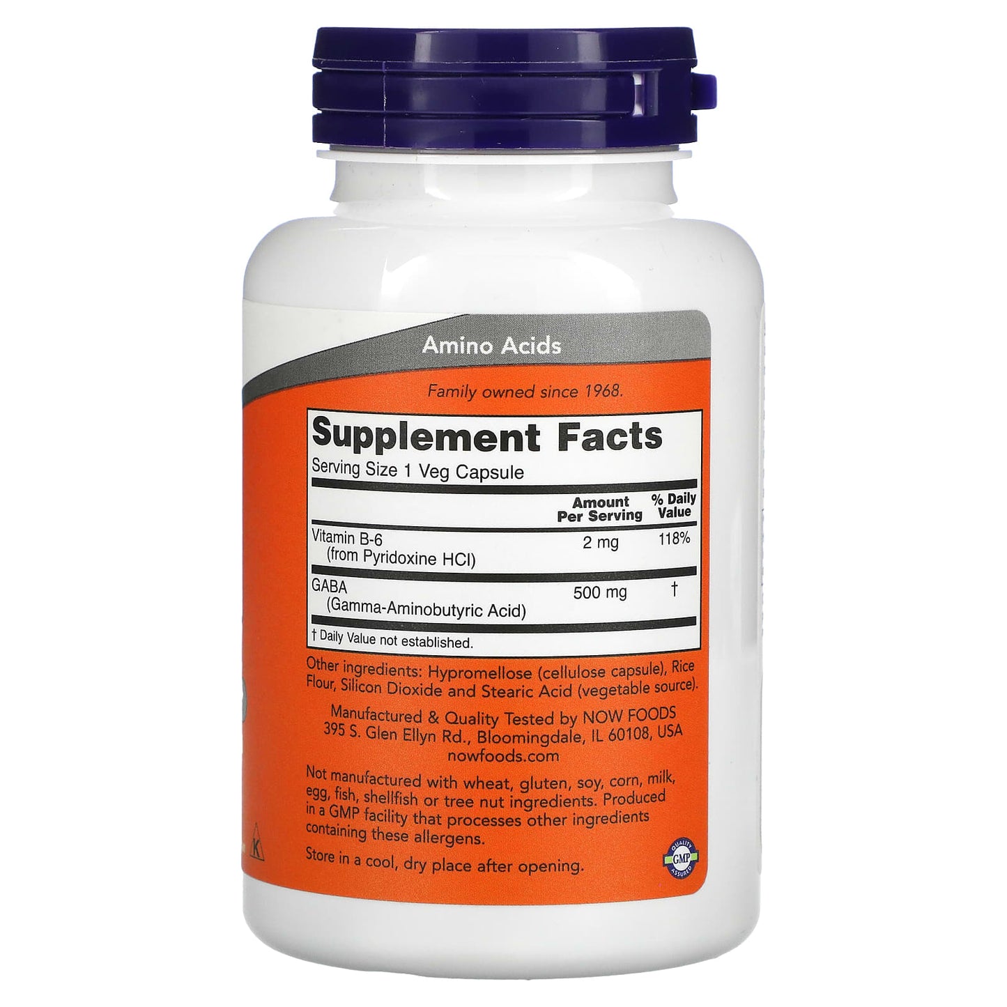 NOW Foods, GABA with Vitamin B-6, 500 mg