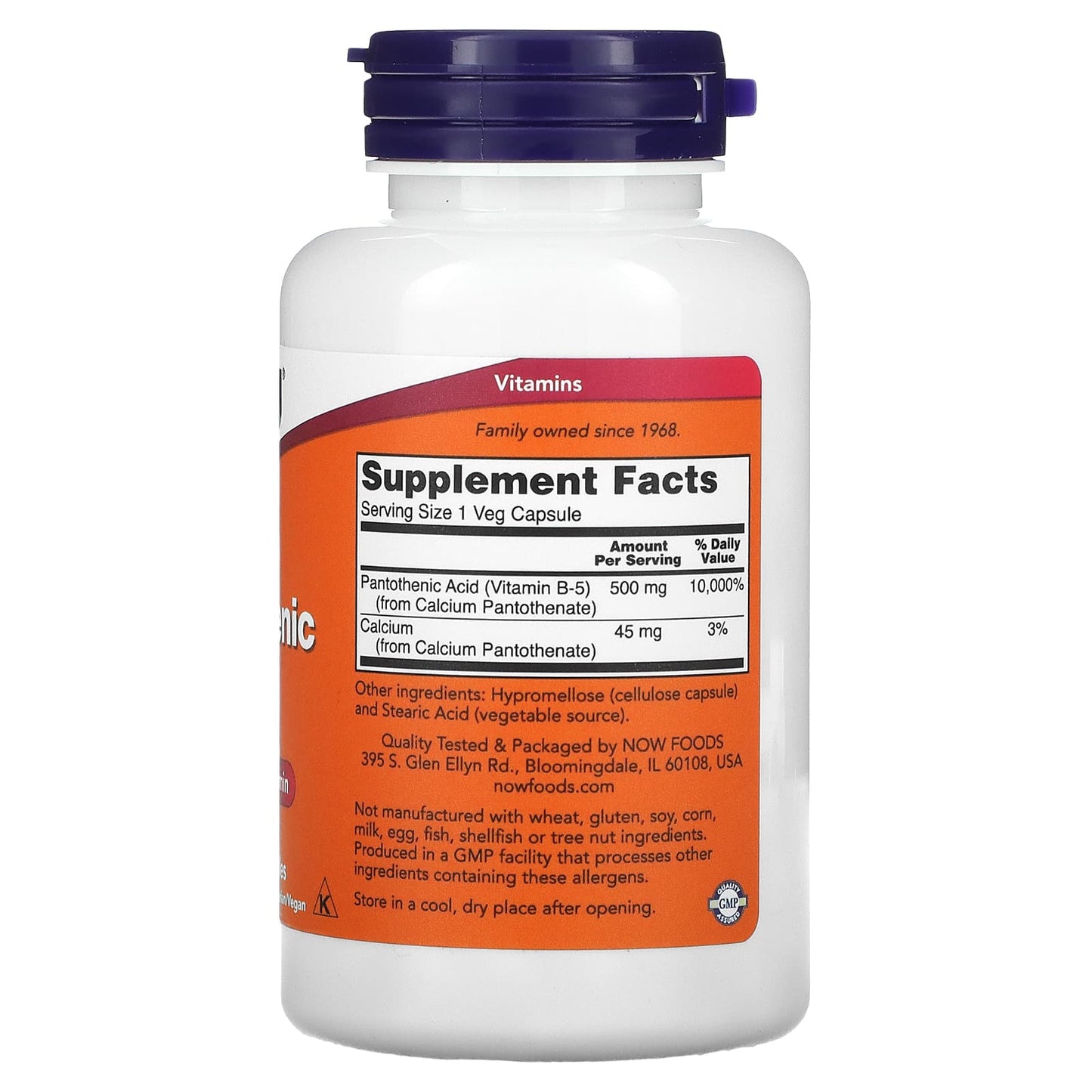 NOW Foods, Pantothenic Acid, 500 mg