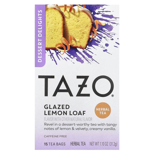 TAZO, Dessert Delights, Herbal Tea, Glazed Lemon Loaf, Caffeine Free, 15 Tea Bags, 1.10 oz (31.2 g)
