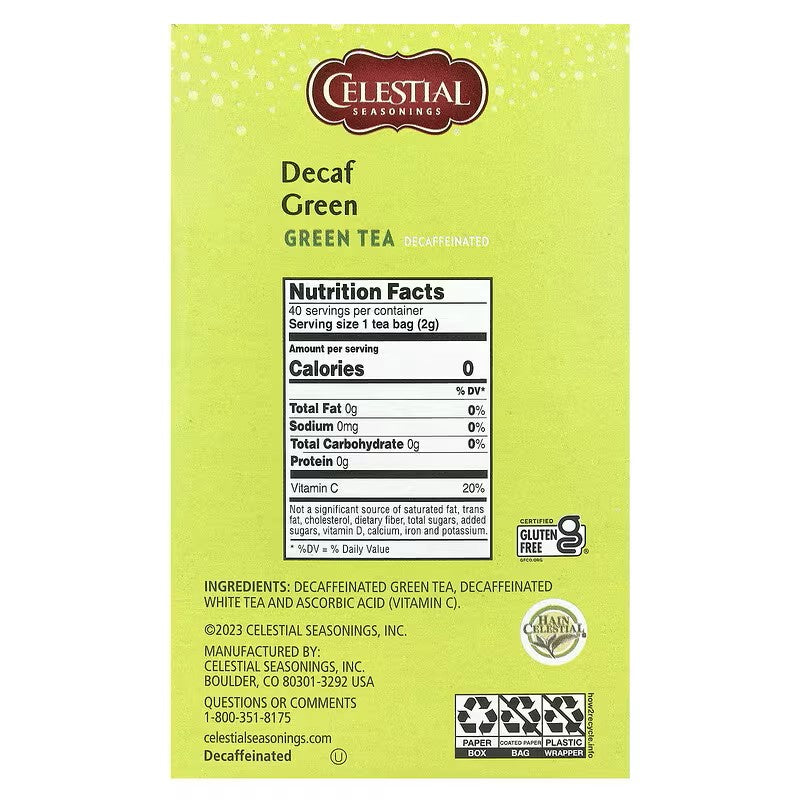 Celestial Seasonings, Green Tea, Decaf, 40 Tea Bags