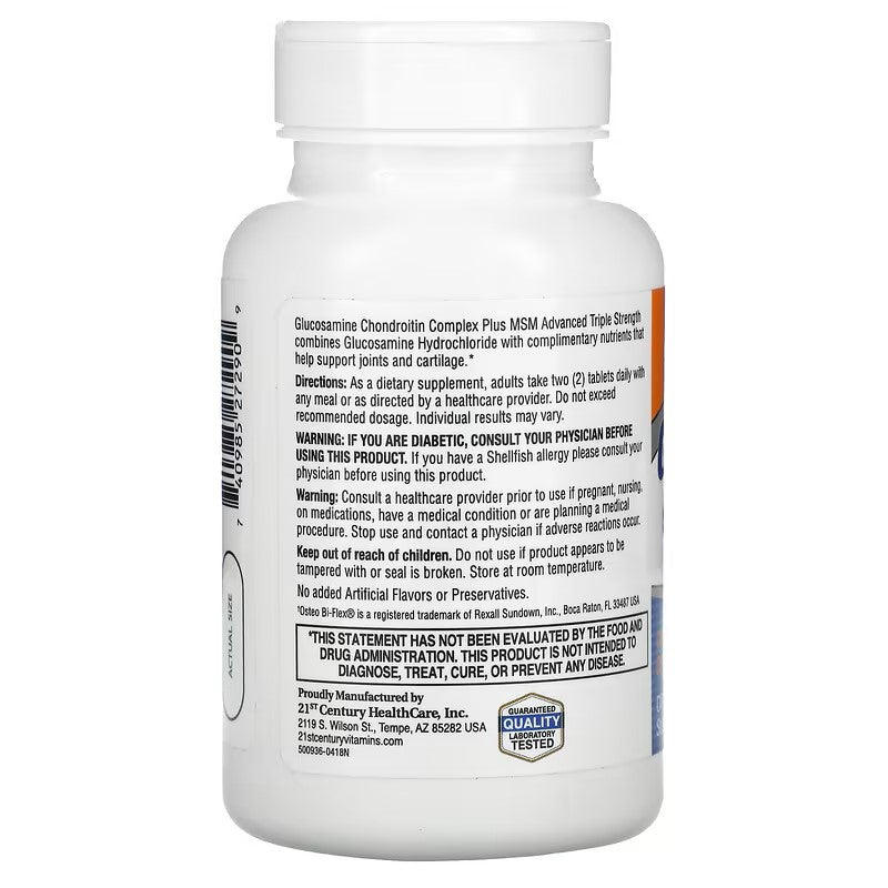21st Century, Glucosamine Chondroitin Complex Plus MSM, Advanced Triple Strength