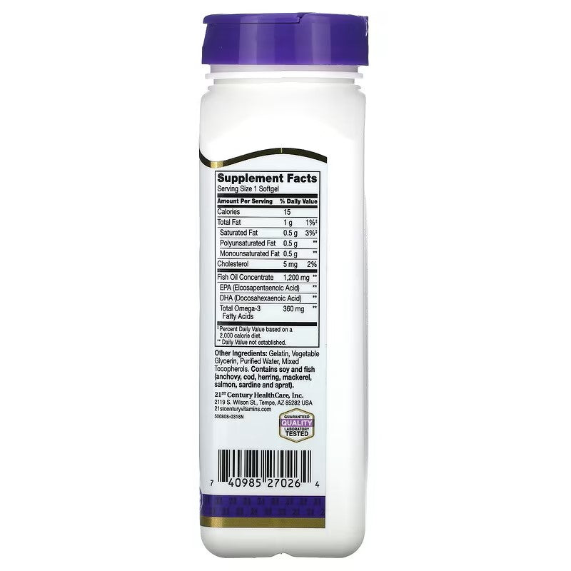 21st Century, Fish Oil, 1,200 mg
