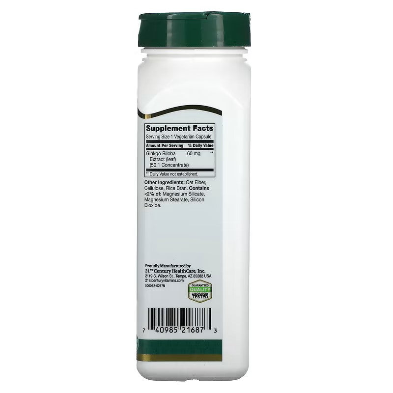 21st Century, Ginkgo Biloba Extract, Standardized, 60 mg