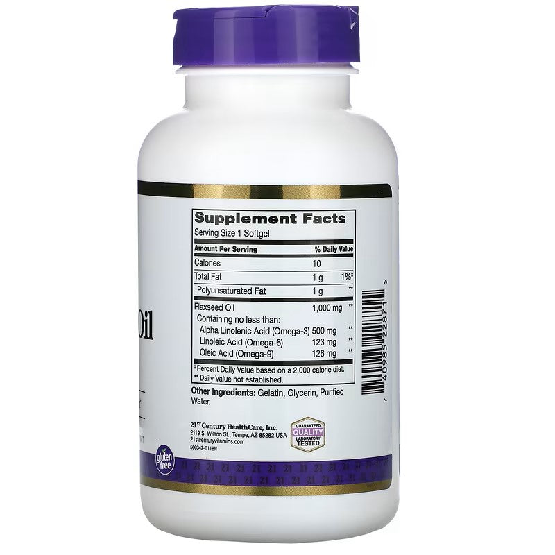 21st Century, Flaxseed Oil, 1,000 mg, 60 Softgels