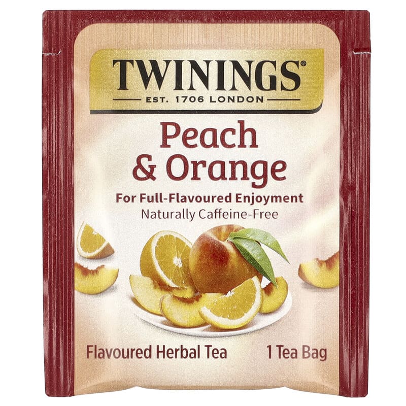 Twinings, Herbal Tea, Peach & Orange, Caffeine-Free, 20 Tea Bags