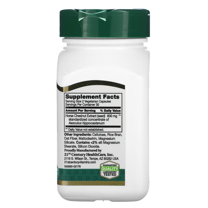 21st Century, Horse Chestnut Extract, Standardized, 600 mg, 60 Vegetarian Capsules (300 mg per Capsules)