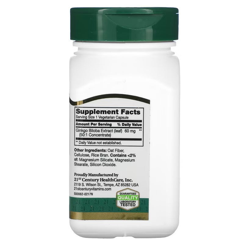 21st Century, Ginkgo Biloba Extract, Standardized, 60 mg