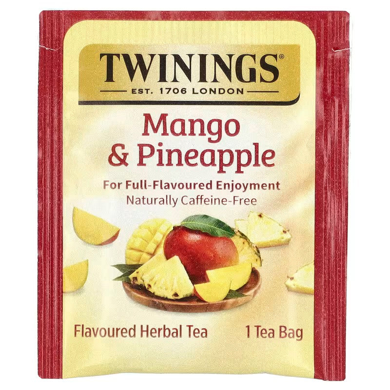 Twinings, Herbal Tea, Mango & Pineapple, Caffeine-Free, 20 Tea Bags