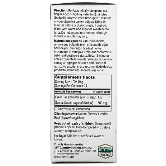 21st Century, Herbal Slimming Tea, Green Tea, 24 Tea Bags, 1.7 oz (48 g)