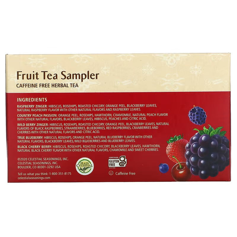 Celestial Seasonings, Fruit Tea Sampler, Caffeine Free, 5 Flavors, 18 Tea Bags