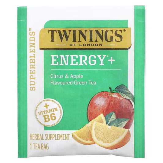 Twinings, Energy+ Green Tea, Citrus & Apple, 16 Tea Bags