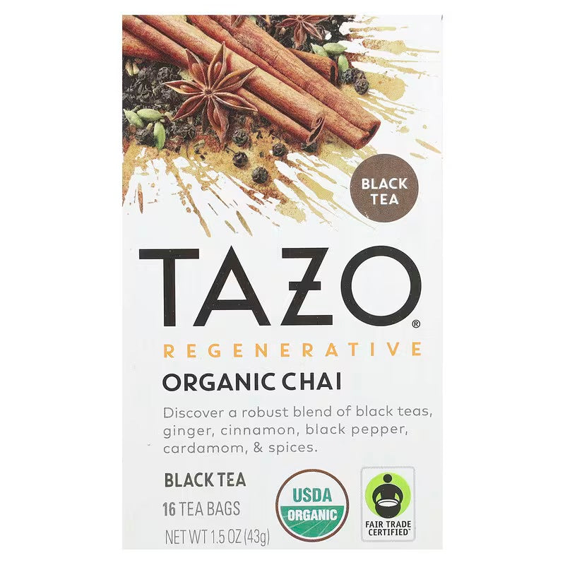 Tazo Tea, Regenerative, Organic Chai, Black Tea, 16 count