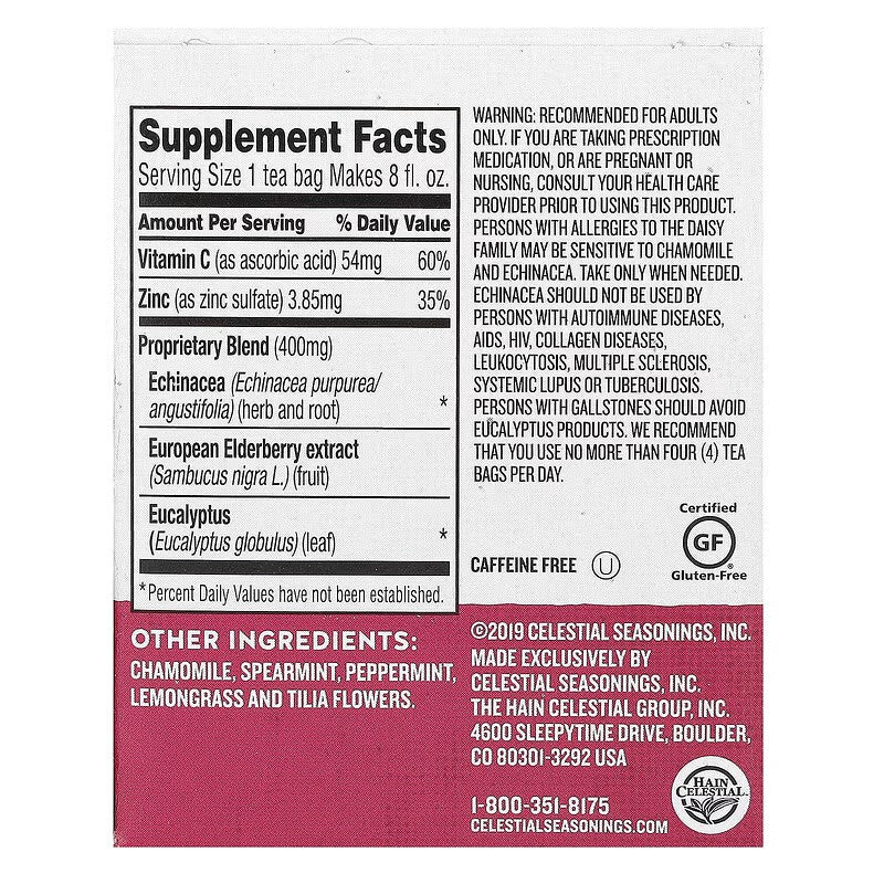Celestial Seasonings, Wellness Tea, Sleepytime Echinacea Immune Boost, Caffeine Free, 20 Tea Bags