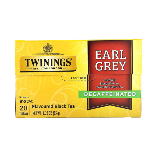 Twinings, Flavored Black Tea, Earl Grey, Decaffeinated, 20 Tea Bags