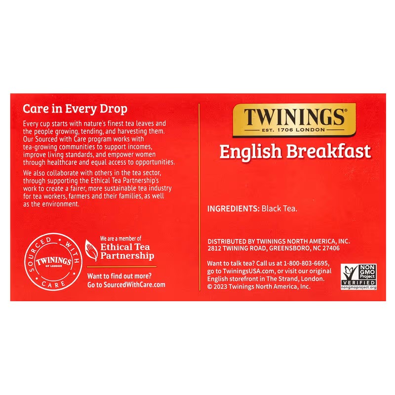 Twinings, Pure Black Tea, English Breakfast, 50 Tea Bags