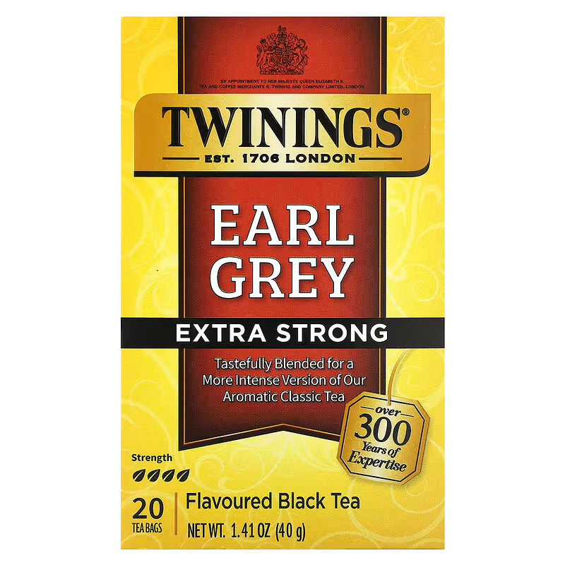 Twinings, Black Tea, Earl Grey, Extra Strong, 20 Tea Bags