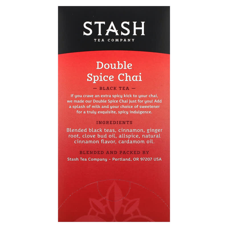 Stash Tea, Black Tea, Double Spice Chai, 18 Tea Bags, 1.1 oz (33 g)