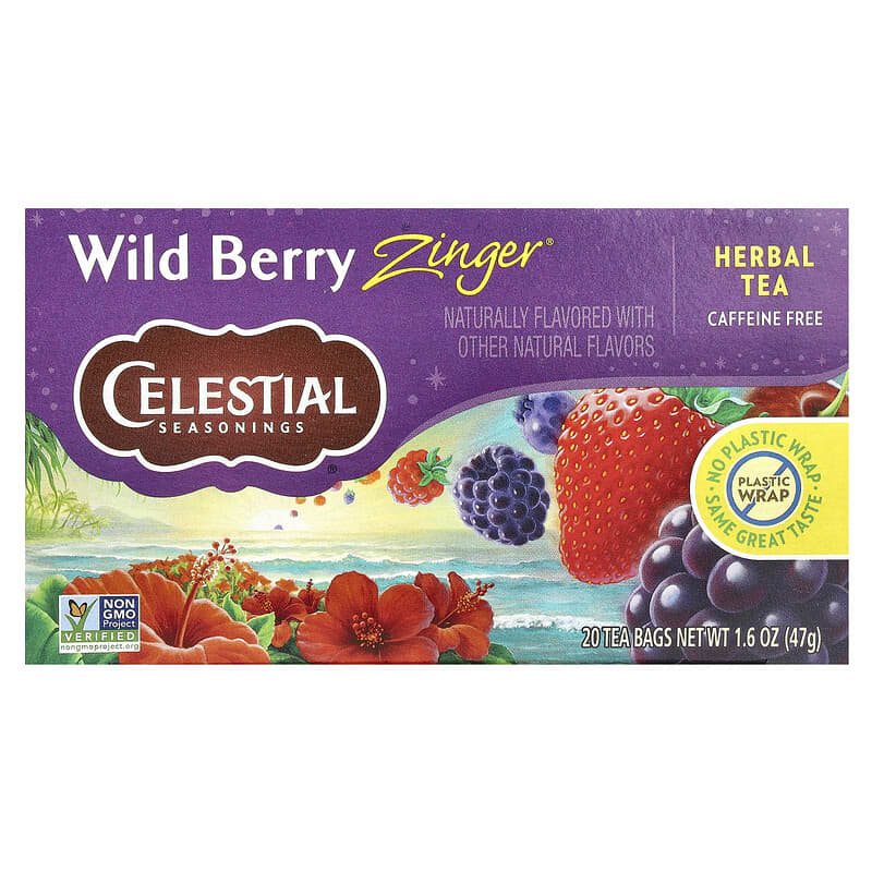 Celestial Seasonings, Herbal Tea, Wild Berry Zinger®, Caffeine Free, 20 Tea Bags