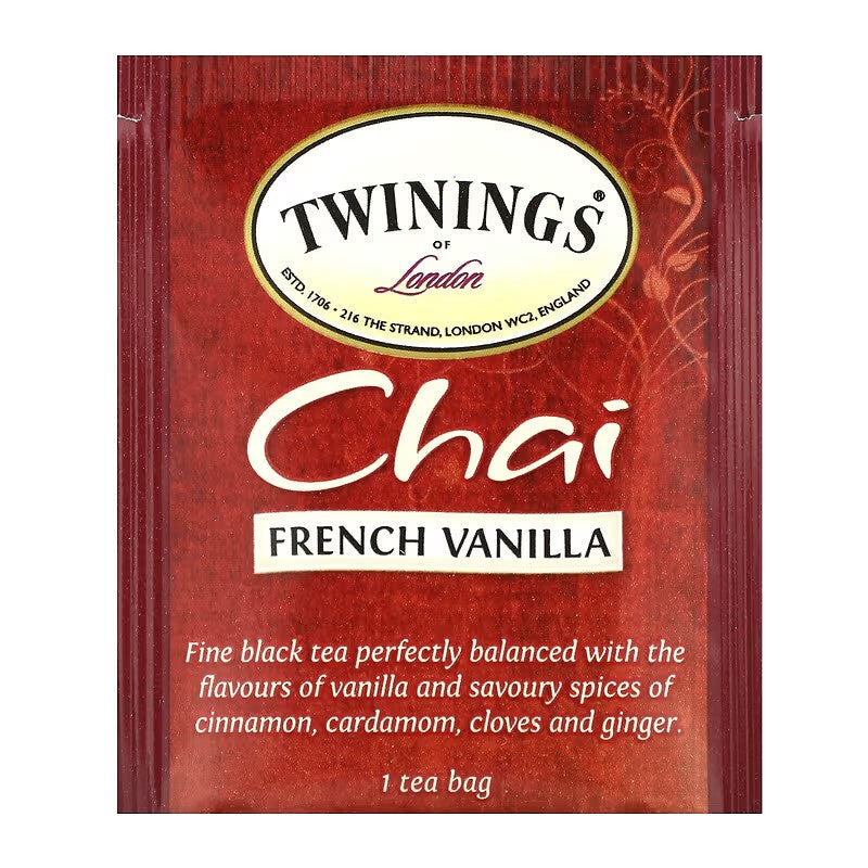 Twinings, Flavored Black Tea, Chai, French Vanilla, 20 Tea Bags