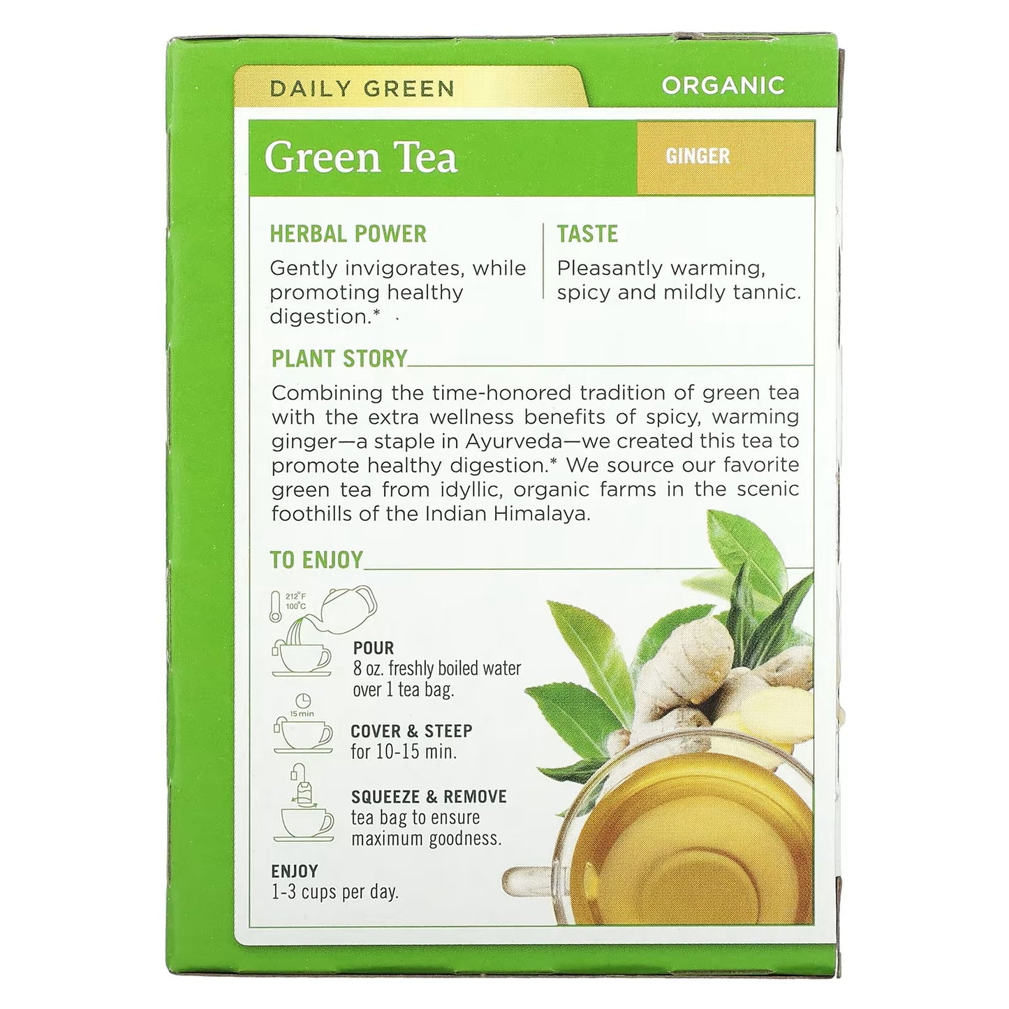 Traditional Medicinals, Organic Green Tea, Ginger, 16 Wrapped Tea Bags, 0.85 oz (24 g)