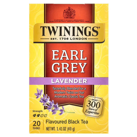 Twinings, Flavored Black Tea, Earl Grey, Lavender, 20 Tea Bags