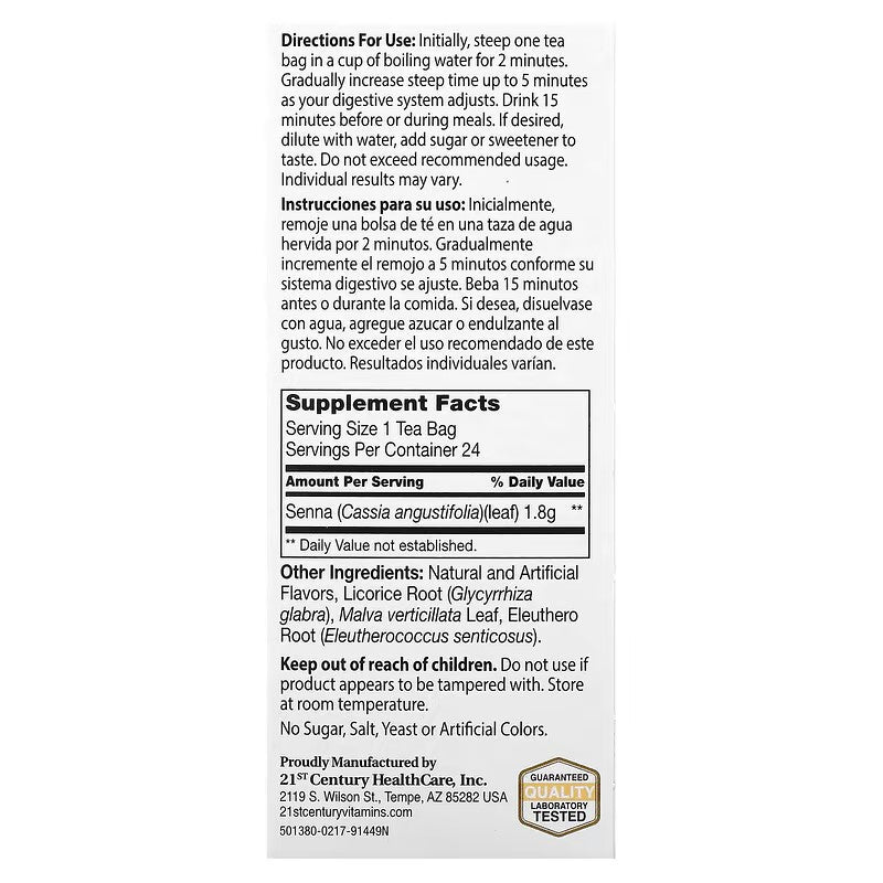 21st Century, Herbal Slimming Tea, Peach-Apricot, Caffeine Free, 24 Tea Bags, 1.7 oz (48 g)