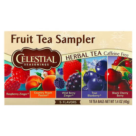 Celestial Seasonings, Fruit Tea Sampler, Caffeine Free, 5 Flavors, 18 Tea Bags