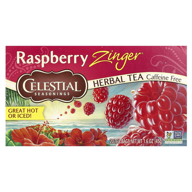 Celestial Seasonings, Herbal Tea, Raspberry Zinger®, Caffeine Free, 20 Tea Bags