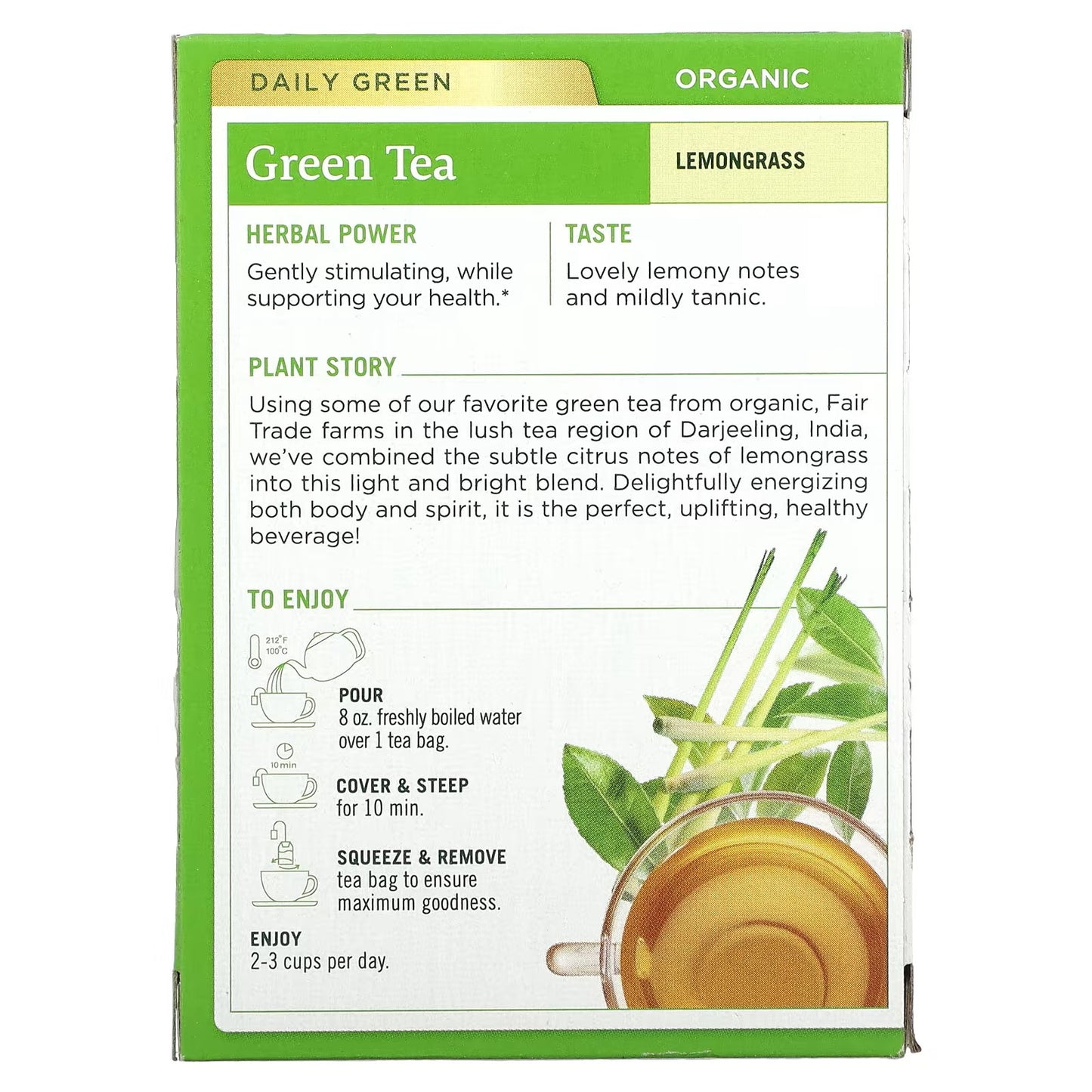 Traditional Medicinals, Organic Green Tea, Lemongrass, 16 Wrapped Tea Bags, 0.85 oz (24 g)