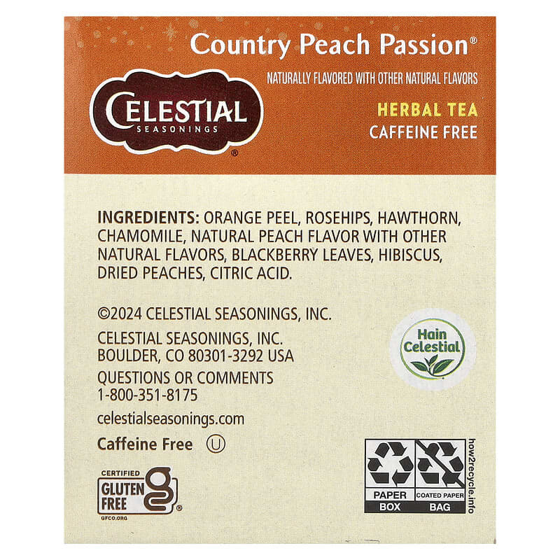Celestial Seasonings, Herbal Tea, Country Peach Passion®, Caffeine Free, 20 Tea Bags