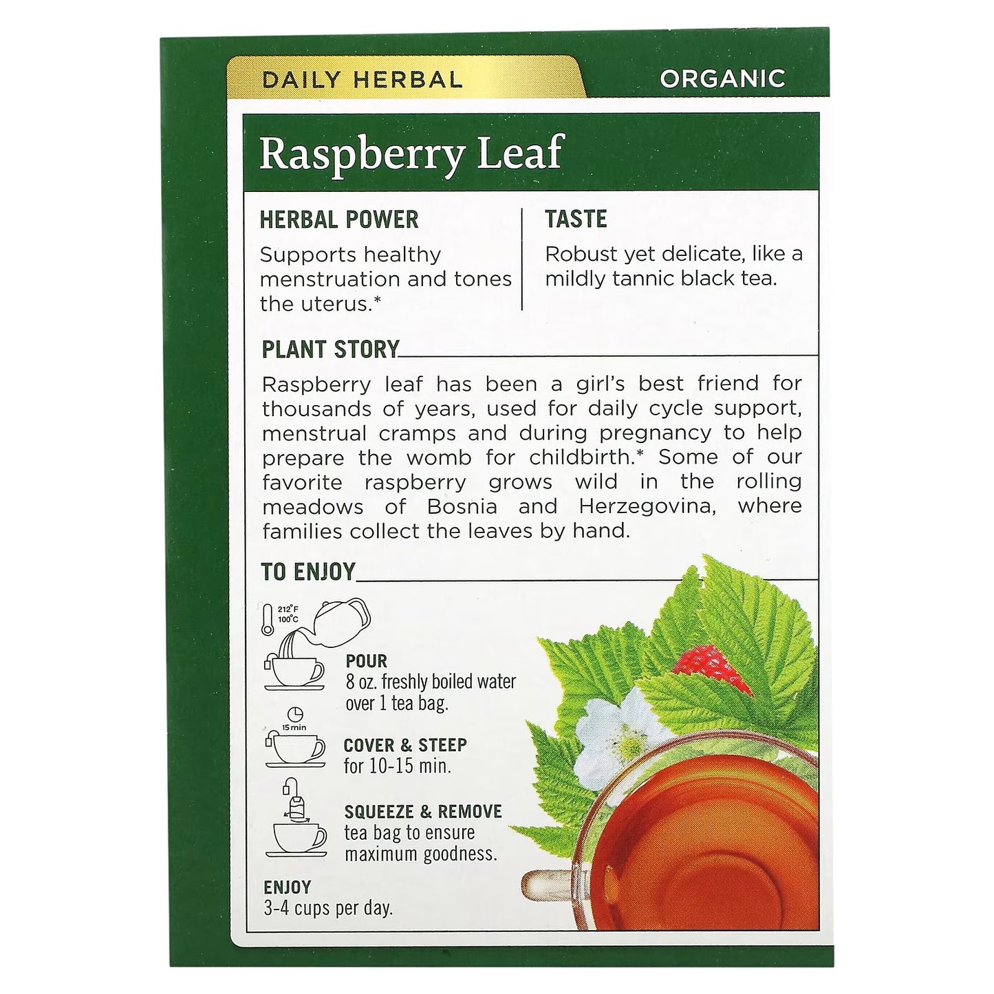 Traditional Medicinals, Organic Raspberry Leaf, Caffeine Free, 16 Wrapped Tea Bags, 0.85 oz (24 g)