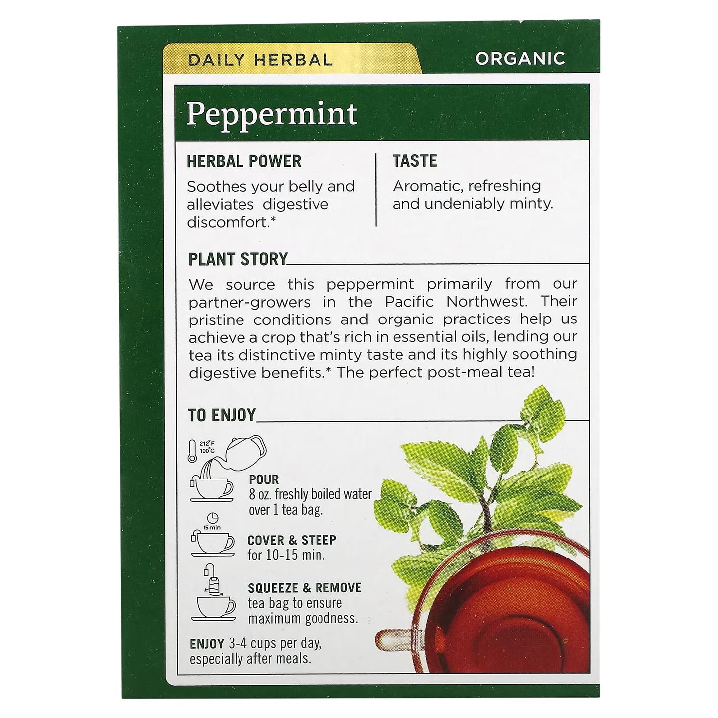 Traditional Medicinals, Organic Peppermint, Caffeine Free, 16 Wrapped Tea Bags, 0.85 oz (24 g)
