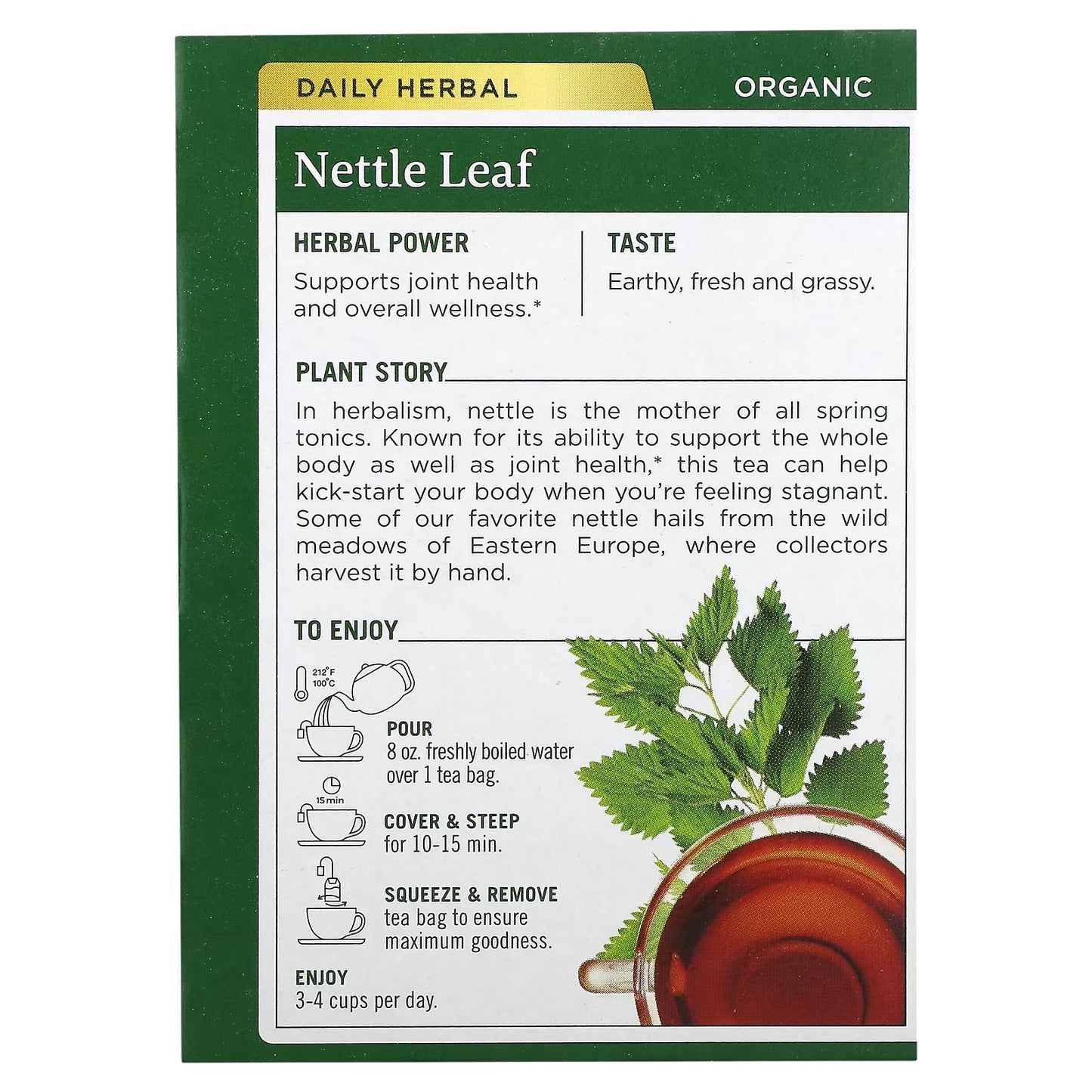 Traditional Medicinals, Organic Nettle Leaf, Caffeine Free, 16 Wrapped Tea Bags, 1.13 oz (32 g)