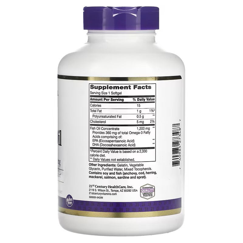 21st Century, Fish Oil, 1,200 mg