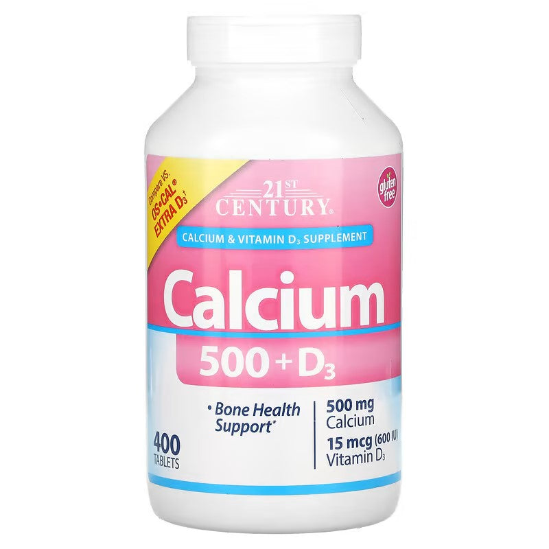 21st Century, Calcium 500 + D3, 15 mcg (600 IU)