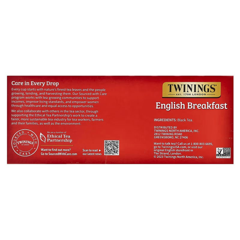 Twinings, Pure Black Tea, English Breakfast, 100 Tea Bags