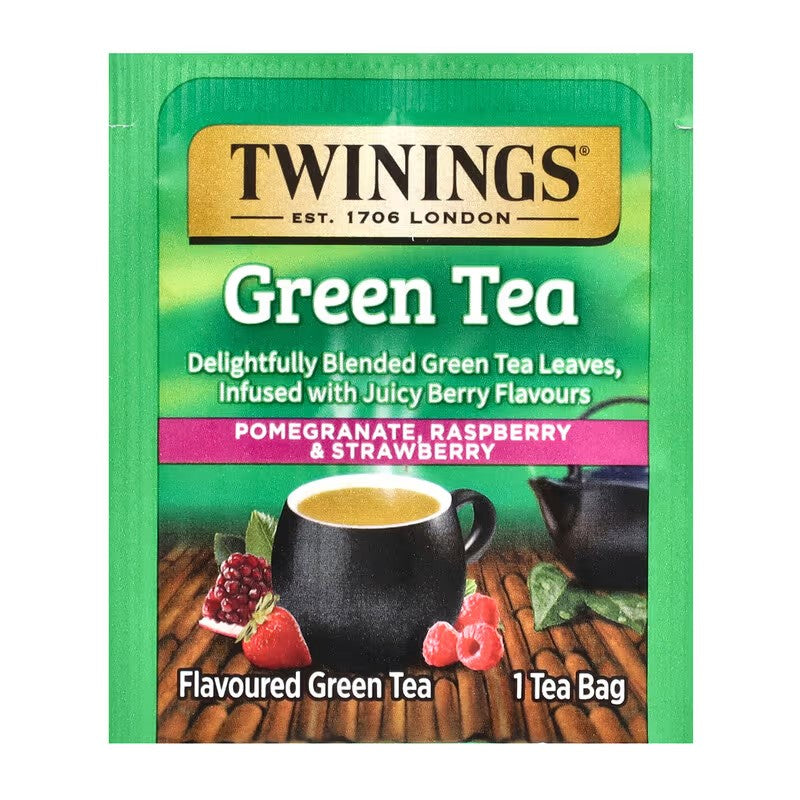 Twinings, Flavored Green Tea, Pomegranate, Raspberry & Strawberry, 20 Tea Bags
