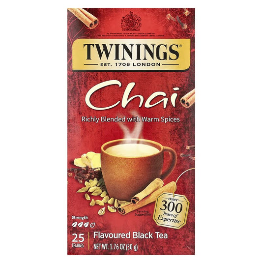 Twinings, Flavored Black Tea, Chai, 25 Tea Bags