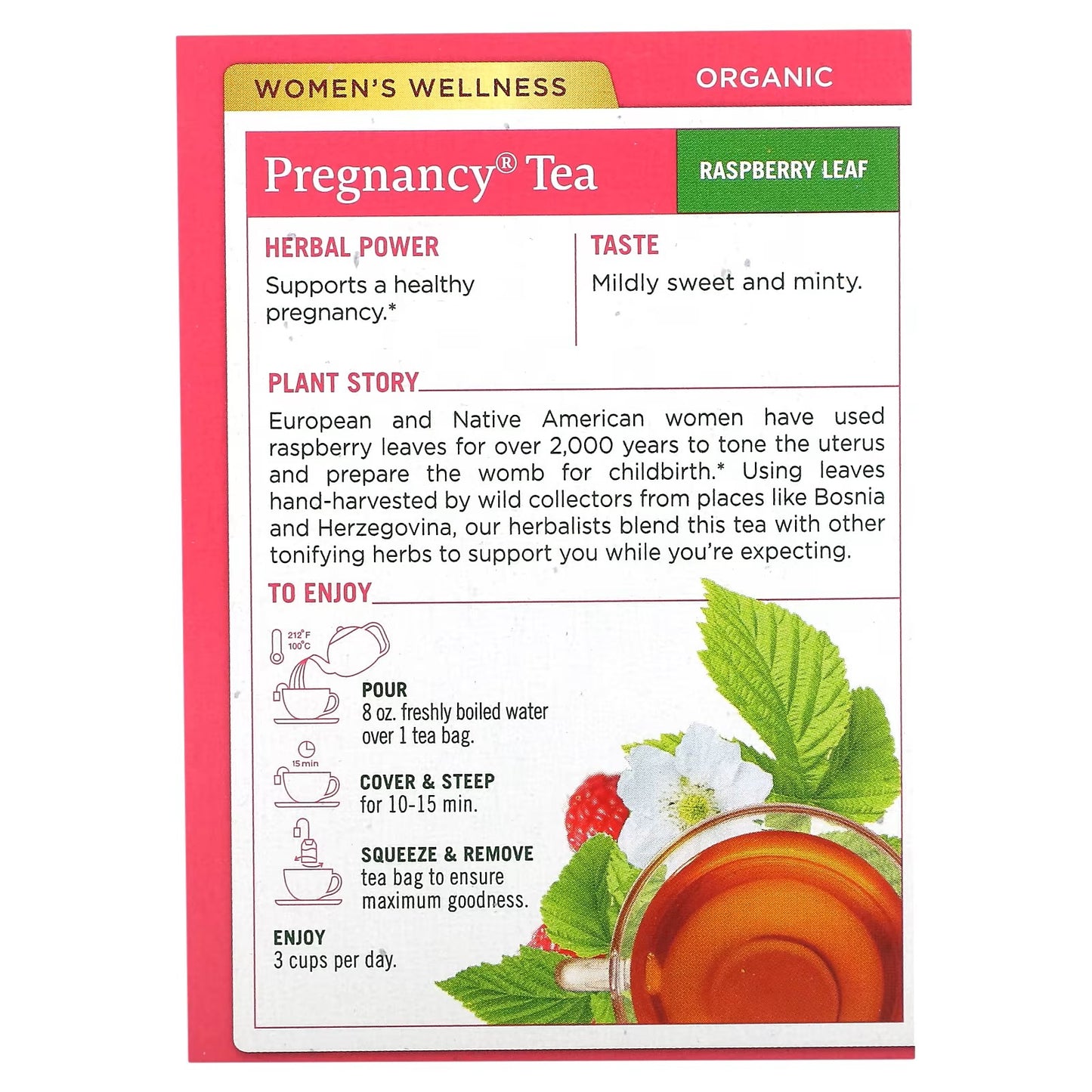 Traditional Medicinals, Organic Pregnancy Tea, Raspberry Leaf, Caffeine Free, 16 Wrapped Tea Bags, 0.99 oz (28 g)