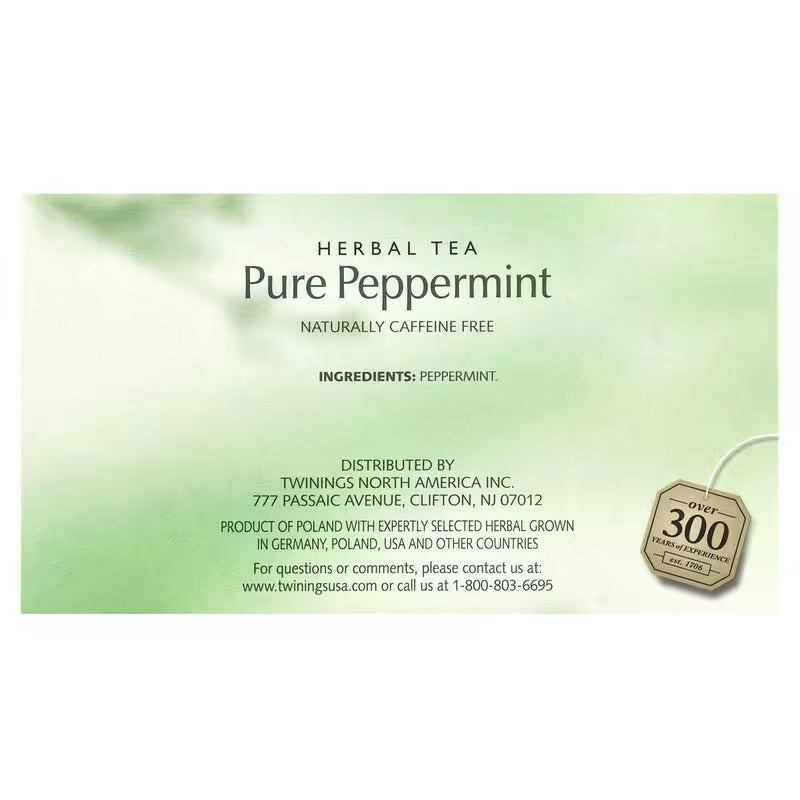 Twinings, Herbal Tea, Pure Peppermint, Caffeine Free, 50 Tea Bags