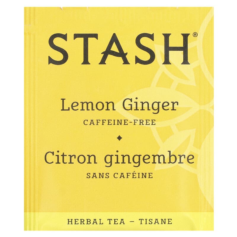 Stash Tea, Herbal Tea, Lemon Ginger Vitality, Caffeine-Free, 20 Tea Bags, 1.1 oz (34 g)