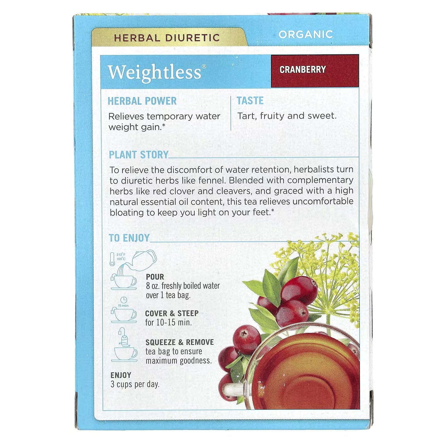 Traditional Medicinals, Organic Weightless®, Cranberry, Caffeine Free, 16 Wrapped Tea Bags, 0.85 oz (24 g)